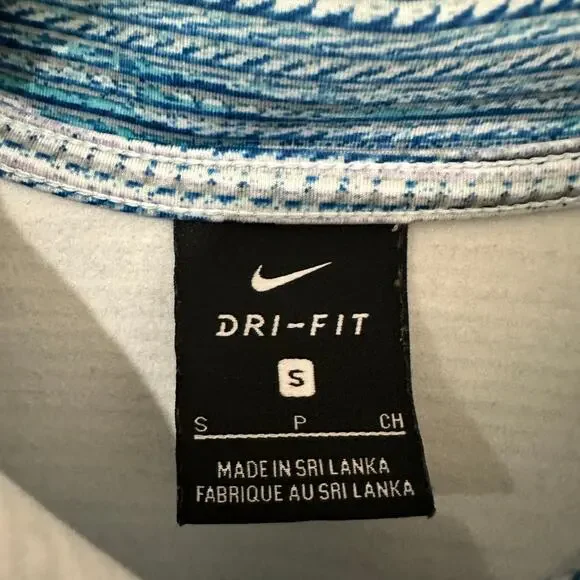 S Nike Dri-Fit Blue Striped Quarter Zip Pullover - Picture 3 of 3